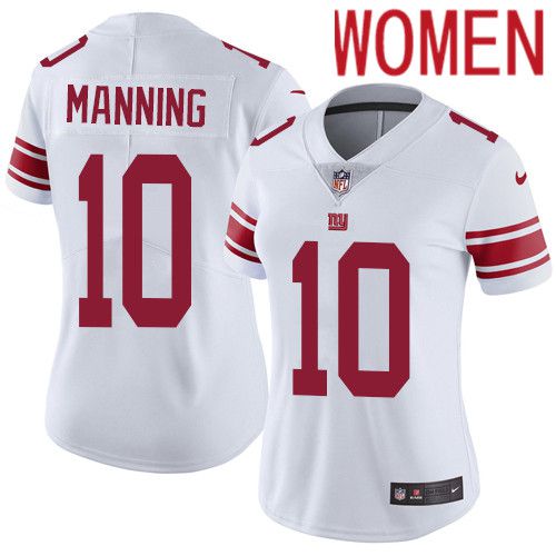 Women New York Giants #10 Eli Manning Nike White Vapor Limited NFL Jersey